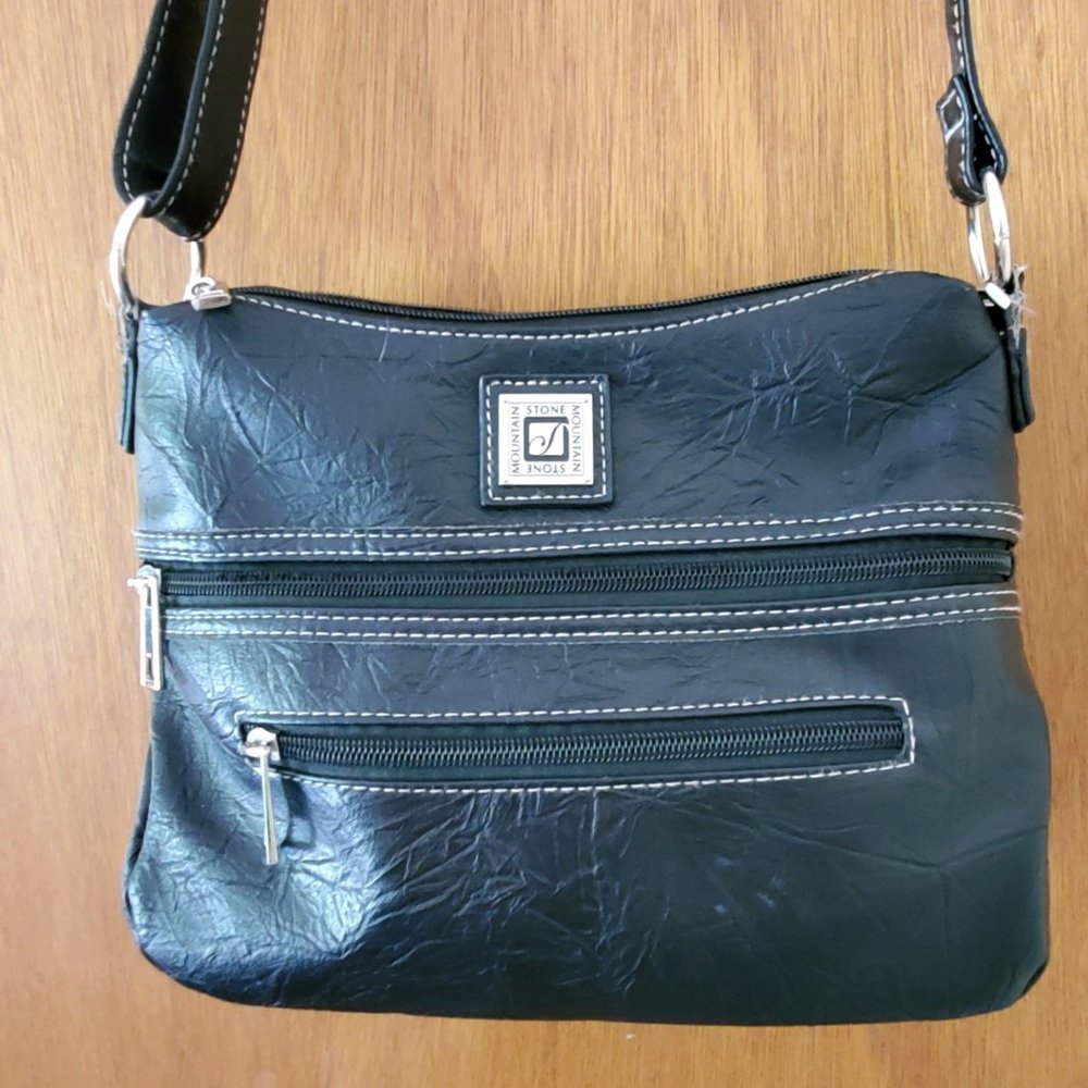 Crossbody Bag - Black Leather & PU